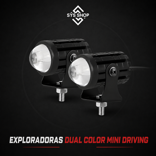 Par Exploradoras mini driving dual color+Kit de instalacion 8 mil lmns c/u