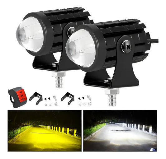 Par Exploradoras mini driving dual color+Kit de instalacion 8 mil lmns c/u
